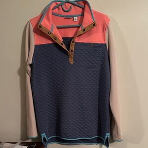 L.L. Bean Coral and Teal Pullover